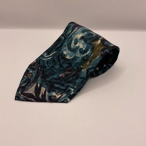 Fierte s.r.l. Teal/Green/Blue/Purple Tie Vintage Abstract Novelty 4 Wide